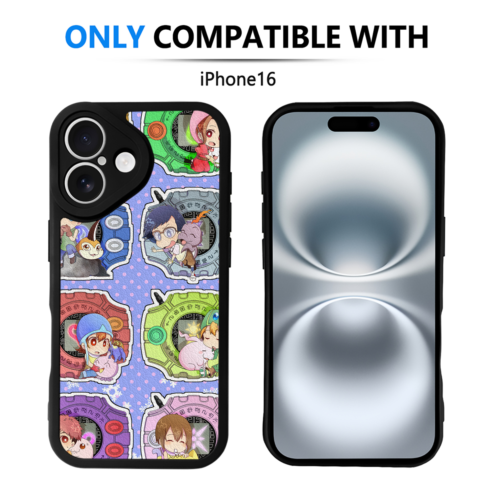 （画像用） Digimon デジタルモンスター/デジモン 【iPhone 16シリーズ対応】シリコンスマホケース（レザー調） 材質：シリコン